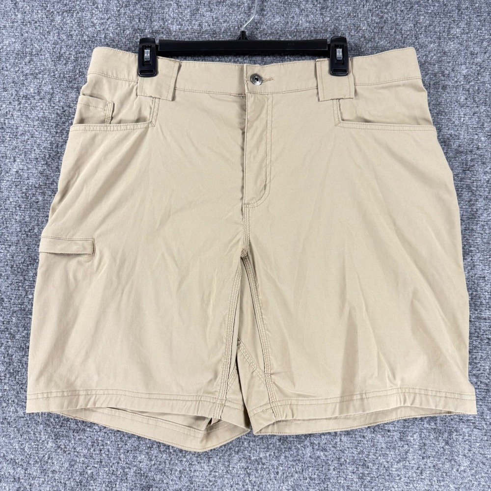 Duluth Trading Co Dry On The Fly Shorts Men's 38 Tan Nylon Spandex Standard Fit